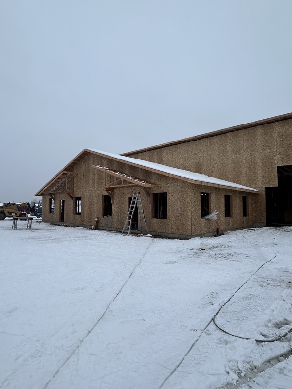 House framing in winter